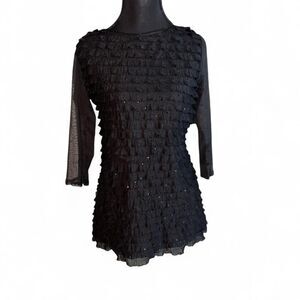 ✨ Glamorous Black Sequin Ruffle Top/Mini Dress by Cocomo ✨